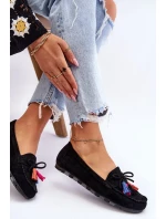 Semišové Mokasíny S Mašlí A Třásněmi Černá Dorine