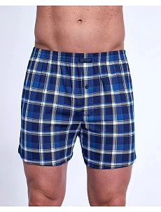 Pánske boxerky Comfort 002/318 Tmavomodré kockované nohavičky - Cornette