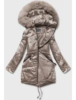 Dámska prechodná bunda s kapucňou béžová (b8091-12)