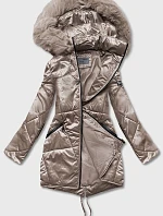 Dámska prechodná bunda s kapucňou béžová (b8091-12)