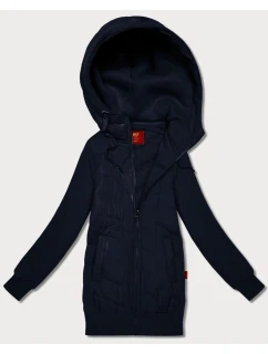 Dámska mikina s kapucňou Goodlookin z kombinovanej tkaniny, tmavomodrá (AMG-175)