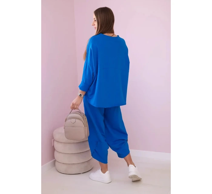 Bavlněná mikina kalhoty set chrpově modrá Bavlněná mikina kalhoty set chrpově modrá