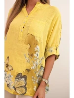 Dámska bavlnená košeľa na gombíky s vreckom na kiwi