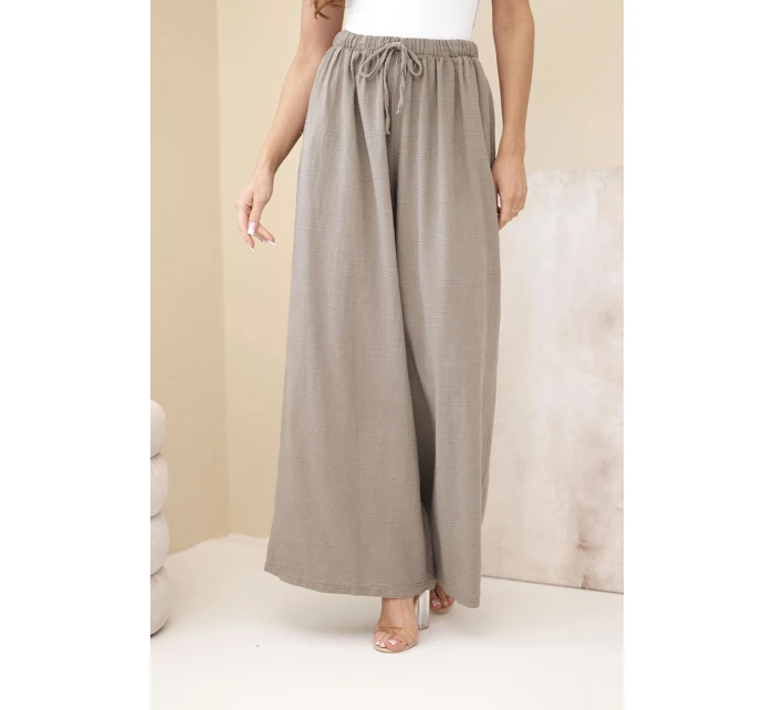 Dámske široké bavlnené nohavice s elastickým pásom fango