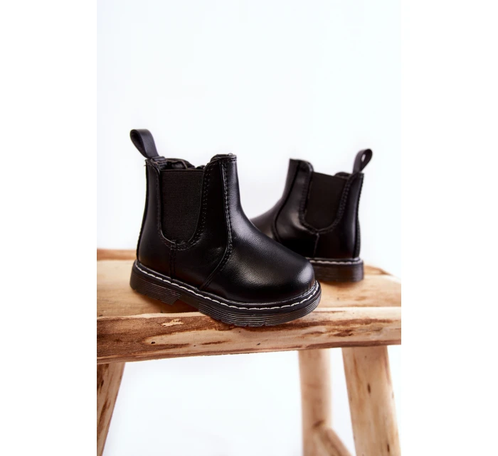 Dětské Kůže zateplené boty černé model 21597541 - Boto Dětské Kůže zateplené boty černé model 21597541 - Boto