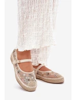 Siateczkowe Espadryle Z Haftem Na Platformie Beżowe Laxisa