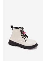 Zateplené dětské lakované kotníkové boty s přezkou Medvídek Bílá model 21718351 - Boto