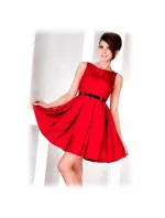 Dámské společenské šaty se a páskem středně dlouhé červené Červená  model 15042335 - numoco