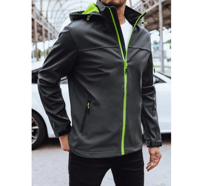 Pánska softshellová bunda s kapucňou tmavosivá FashionStreet TX4472