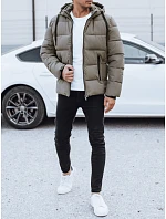 Pánská prošívaná zimní bunda s kapucí béžová model 21991492 - FashionStreet