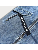 Svetlomodrá voľná dámska džínsová bunda/prehoz cez oblečenie (POP7030-K)