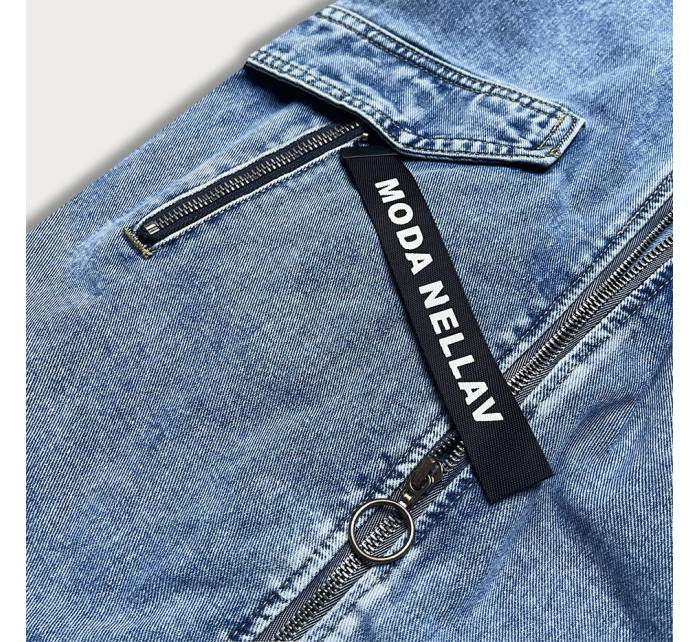 Svetlomodrá voľná dámska džínsová bunda/prehoz cez oblečenie (POP7030-K)
