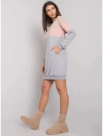 Béžová/ružová/sivá trojfarebná dámska dlhá mikina s vreckami (5869) Béžová/ružová/sivá trojfarebná dámska dlhá mikina s vreckami (5869)