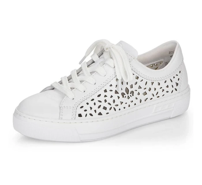 Pohodlné kožené topánky Rieker W RKR641 white