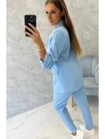 Elegantná súprava saka a nohavíc v modrej farbe