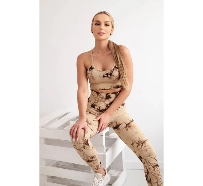 Fitness set model 20129784 legíny push up velbloud - K-Fashion Fitness set model 20129784 legíny push up velbloud - K-Fashion