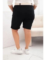 Dámské bavlněné šortky Plus Size s páskem černý