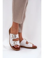 Kožené Ploché Sandály S Přezkami Bílé model 21686308 - Zazoo