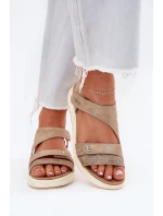 Sandały Damskie Na Koturnie Beżowe Maroriella