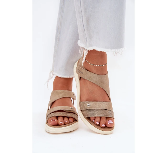 Sandały Damskie Na Koturnie Beżowe Maroriella