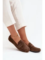 Loafersy Mokasyny Damskie Płaskie Ciemnozielone Roseline