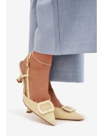 Dámské sandály na podpatku s ozdobným Žluté model 22028004 - Boto