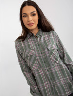 Dámska košeľa v khaki farbe s vreckami
