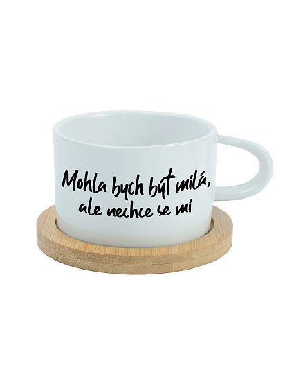 MOHOL BY som byť milý, ale nechcem - biely hrnček s makrónkou 200 ml