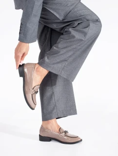 Exkluzívní dámské  mokasíny hnědé na širokém podpatku