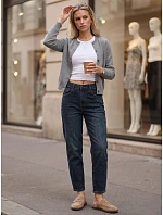 Dámske džínsy Mom Fit s elastickým pásom, tmavomodré, UY3101