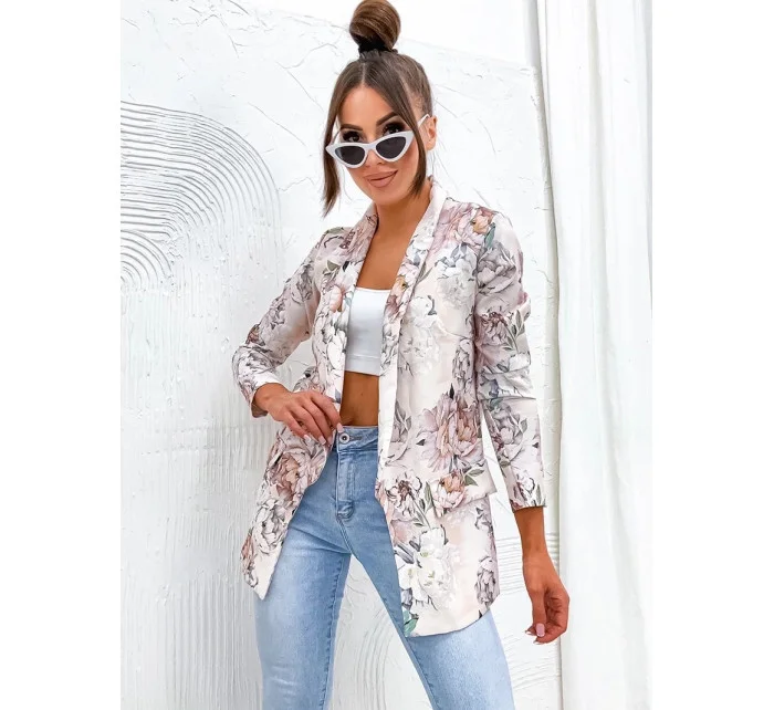 Béžové dámské sako s podšívkou model 20070247 - Moon