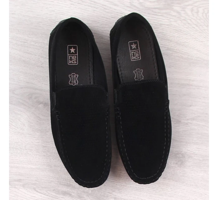 Pánské semišové prolamované mokasíny černé model 21904542