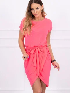 Šaty s obálkou dole růžové neonové