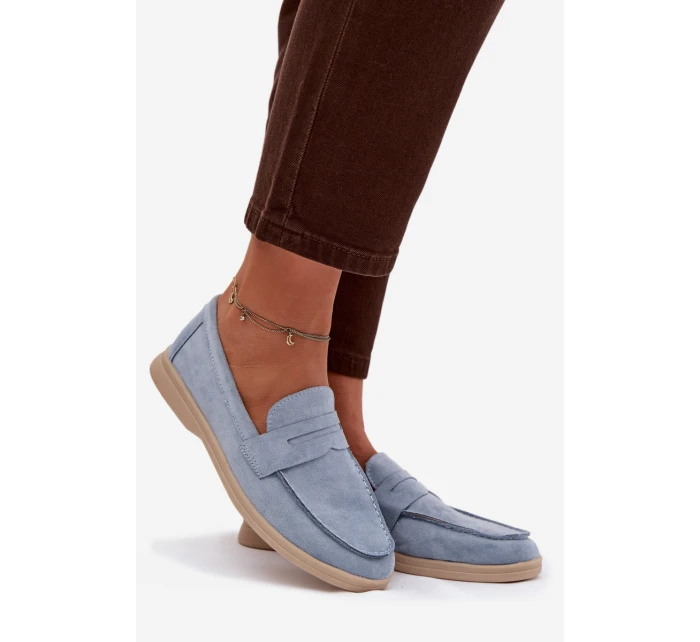 Dámské mokasyny z eko semiše modré Renelia