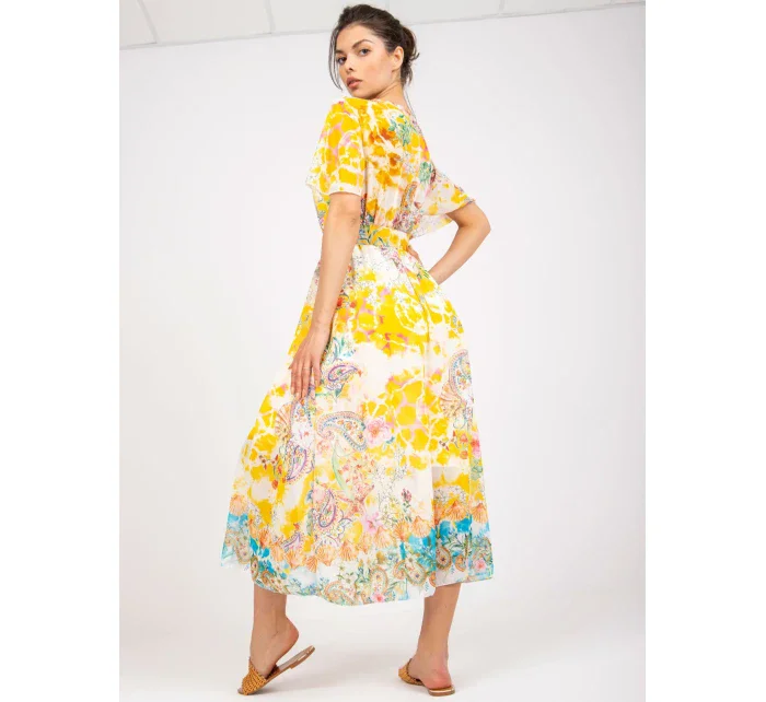 Šaty DHJ SK 15967 1.01P biela a žltá