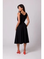 B265 Sukňa s vysokým pásom - čierna