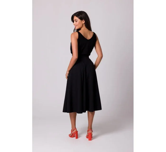 B265 Sukňa s vysokým pásom - čierna