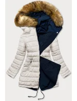 Tmavomodrá a biela obojstranná dámska zimná bunda (m-21508)