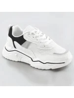 Bielo-čierne dámske sneakersy s brokátovými vsadkami (LU-2) Bielo-čierne dámske sneakersy s brokátovými vsadkami (LU-2)