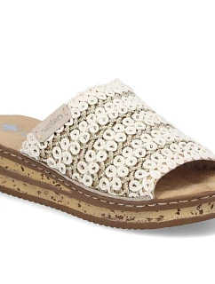 Dámske žabky na podpätku béžové Rieker 629X8-60