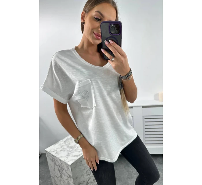 Bavlnená blúzka s vreckami biela