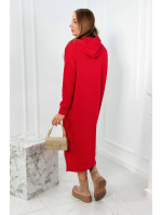 Dlhé šaty s kapucňou červený