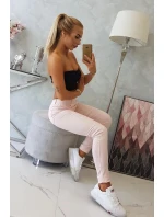 Džínsové nohavice svetlo púdrovo ružové