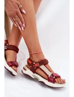 Dámské sandály na suchý zip model 21694713 bordové - D.Franklin