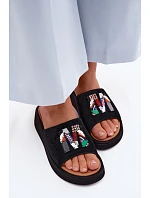 Kožené Semišové Dámské Pantofle s Ozdobou na Platformě Vinceza 66942 Černé