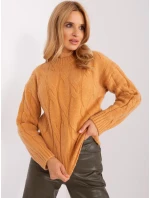 Sweter AT SW model 18955290 camelowy - FPrice Sweter AT SW model 18955290 camelowy - FPrice