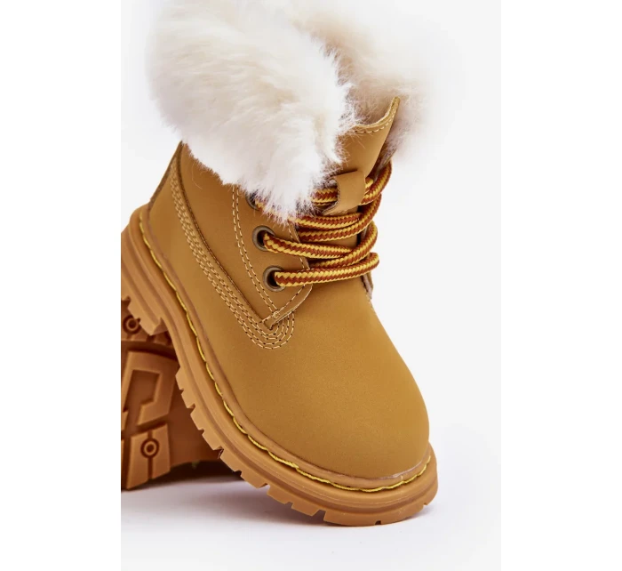Dětské boty Trappers na zip s kožešinou Camel Gerande