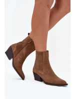 Dámska zateplená členková obuv Dylira na podpätku - ťava, semiš Dámska zateplená členková obuv Dylira na podpätku - ťava, semiš