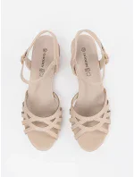 Luxusní  sandály dámské hnědé bez podpatku