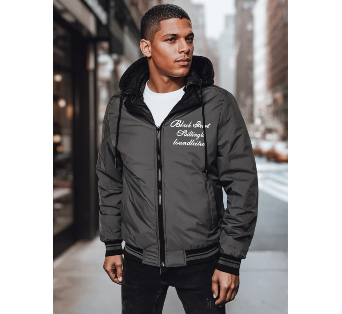 Pánska obojstranná bunda s kapucňou čierna FashionStreet TX4951